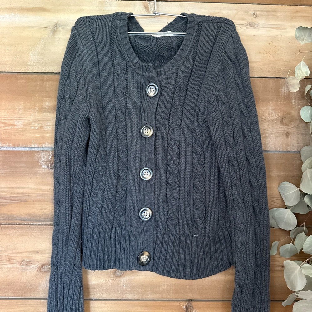 Old Navy Dark Gray Cable Knit Cardigan